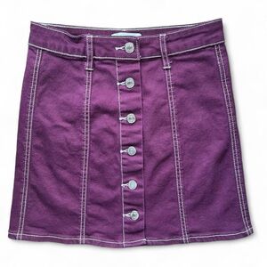 Forever 21 Purple Denim Skirt with Button Detail